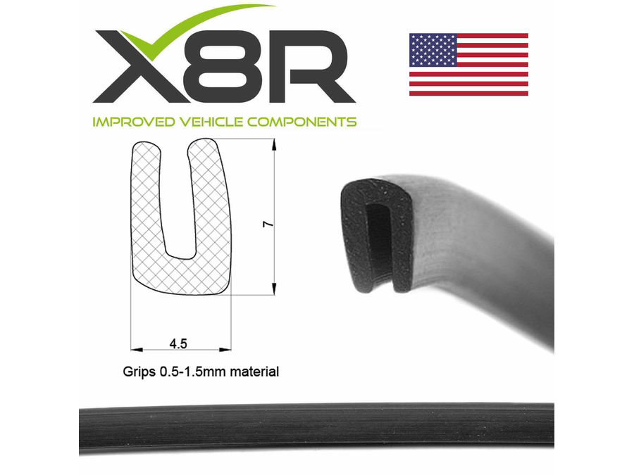 SMALL BLACK RUBBER U CHANNEL EDGING SEAL TRIM EDGE PROTECT PROTECTION CAR VAN PART NUMBER: X8R0109