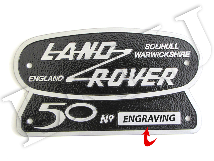 LAND ROVER SOLIHULL WARWICKSHIRE 50TH ANNIVERSARY ORIGINAL BADGE ENGRAVING