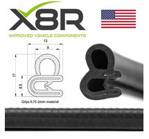 Large Rubber U Channel Edging Edge Trim Black Seal Push Fit Deep 2mm 3mm Strip Part X8R0122 