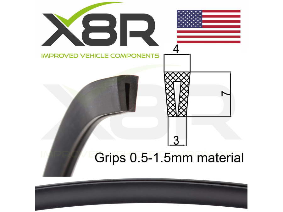 Small Low Profile Black Rubber U Channel Edging Trim Seal Extrusion Protector Part Number: X8R0121