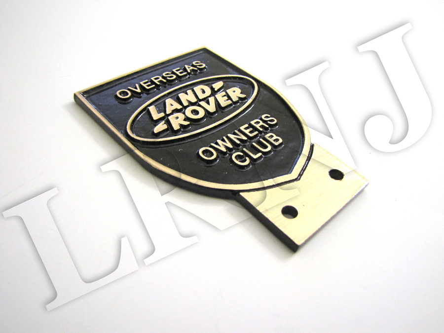 LAND ROVER OWNERS CLUB OVERSEAS NEW ORIGINAL BADGE BRONZE BLACK / GOLD CAST