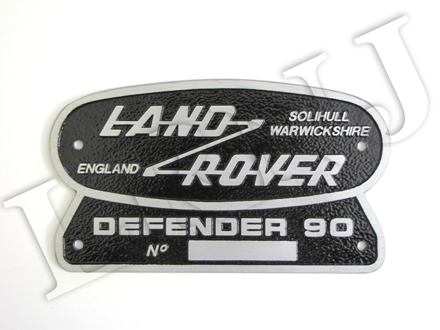 LAND ROVER DEFENDER 90 SOLIHULL WARWICKSHIRE ENGLAND ORIGINAL BADGE NAMEPLATE