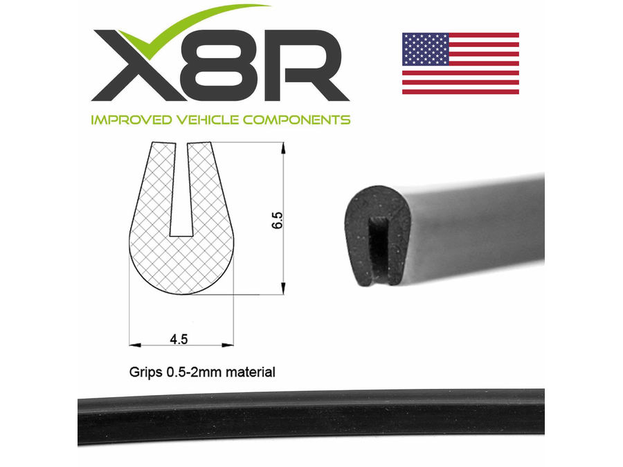 SMALL BLACK RUBBER U CHANNEL EDGING EDGE PROTECT PROTECTION TRIM SEAL FLEXIBLE PART NUMBER: X8R0111