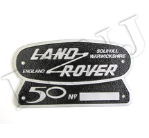 LAND ROVER SOLIHULL WARWICKSHIRE 50TH ANNIVERSARY ORIGINAL BADGE ENGRAVING