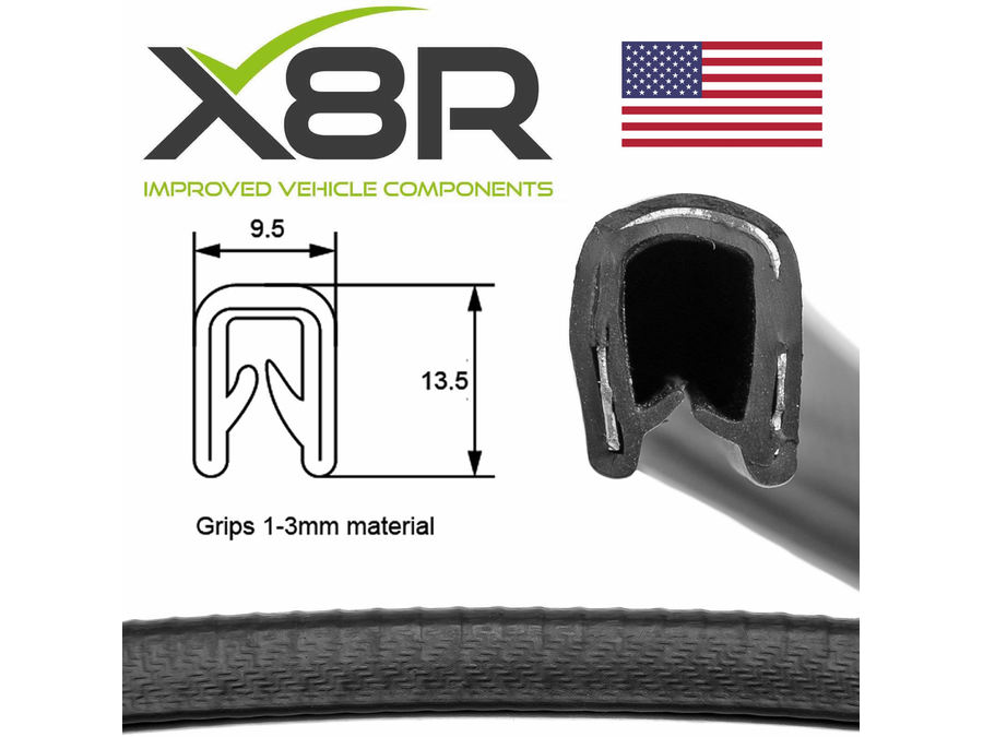 Black Flexible Car protective Rubber Edging Edge Trim Fits 1 2 3 mm Material Part Number: X8R101 / X8R0101