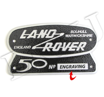 LAND ROVER SOLIHULL WARWICKSHIRE 50TH ANNIVERSARY ORIGINAL BADGE ENGRAVING