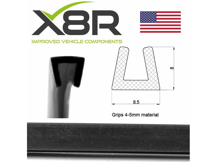 SMALL BLACK RUBBER U CHANNEL EDGING EDGE TRIM SEAL SQUARE PROTECT PROTECTION BUMPER PART NUMBER: X8R0108
