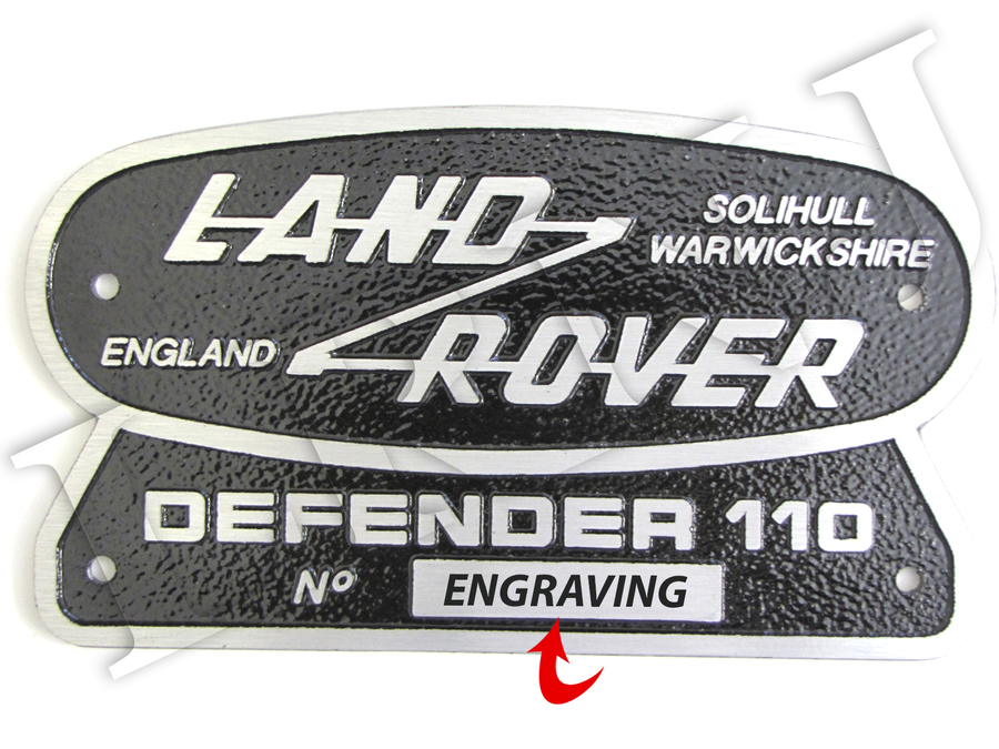 LAND ROVER SOLIHULL WARWICKSHIRE ENGLAND DEFENDER 110 ORIGINAL BADGE ENGRAVING