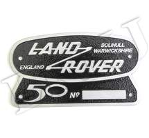 LAND ROVER SOLIHULL WARWICKSHIRE 50TH ANNIVERSARY ORIGINAL BADGE ENGRAVING