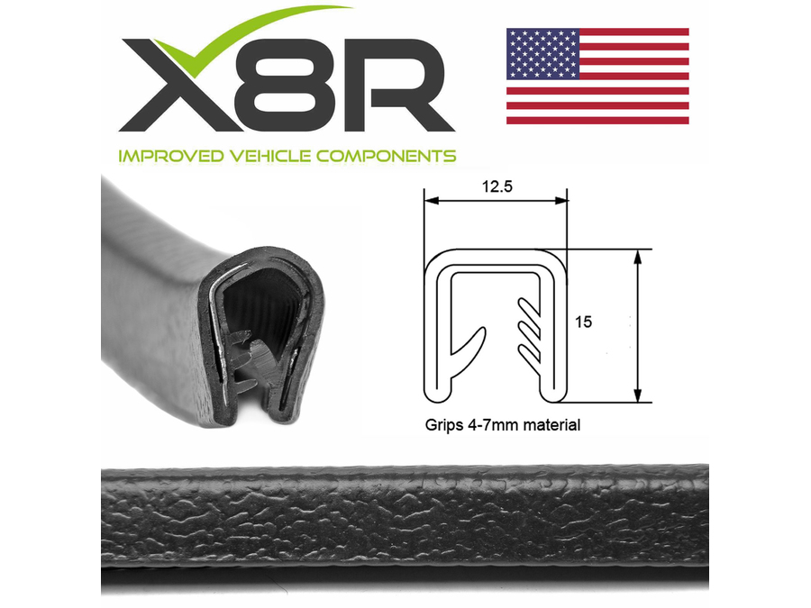 Black Flexible Car protective Rubber Edging Edge Trim Fits 4 5 6 7 mm Material Part Number: X8R104 / X8R0104